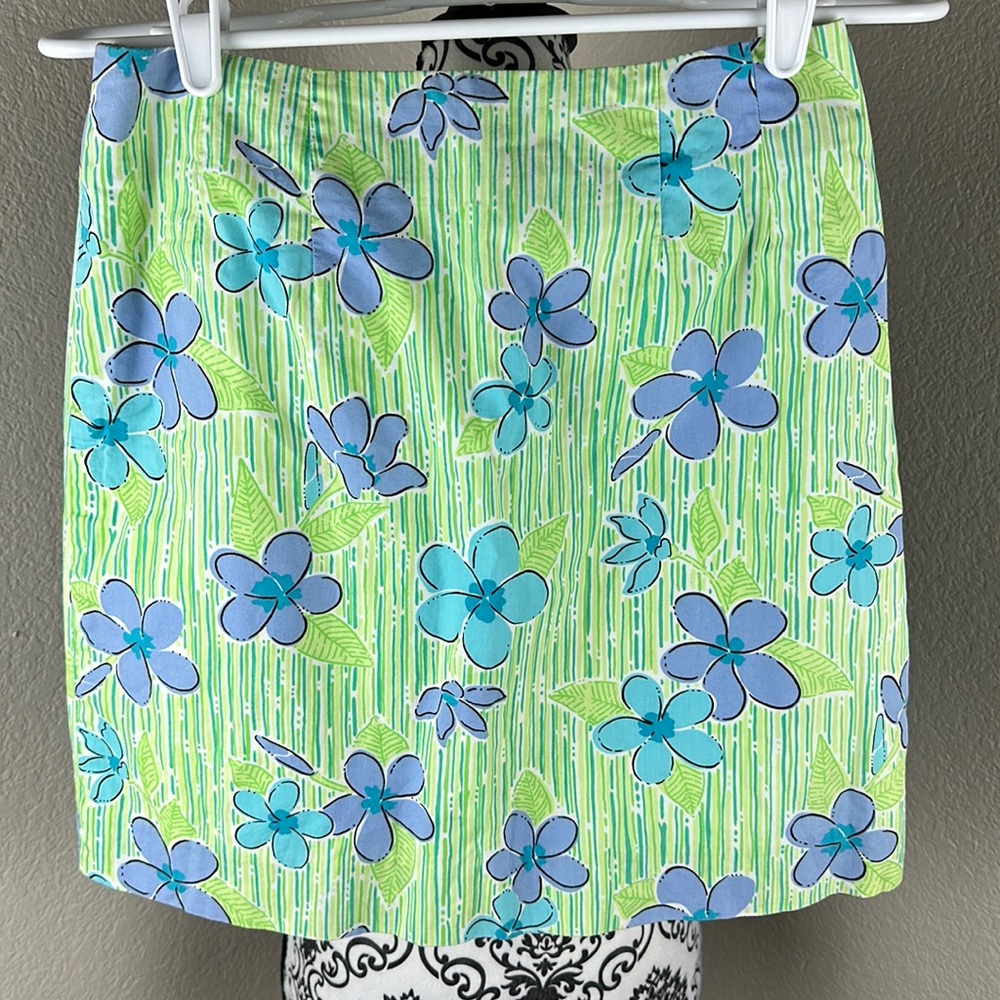 Lilly Pulitzer Floral Lime Green High Waist Mini Skirt